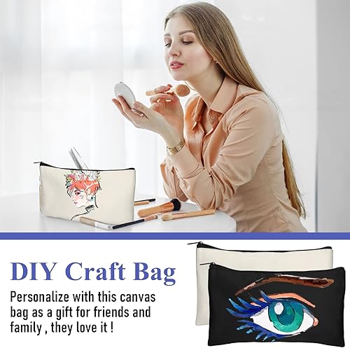 Miniatura 7 de Legigo Bolsa de Lona en Blanco con Cremallera Estuche Bolsas de Maquillaje a Granel - Estuche de Lona Multiusos para Lápices con Cremallera