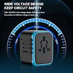 Universal Travel Adapter, DIWILI International Power Adapter, 5 in 1 European Travel Plug Adapter W/ 3.5A 2xUSB-A and 2xUSB C Wall Charger and Worldwide AC Outlet for Europe USA UK AUS Asia