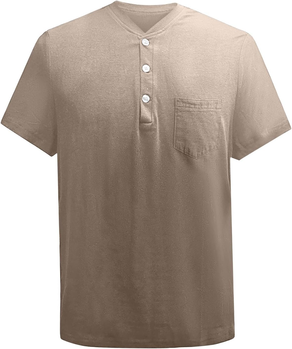 WENKOMG1 Men's T Shirt Short Sleeve Loose Fit Summer Basic Henley Button Shirt, M-3XL