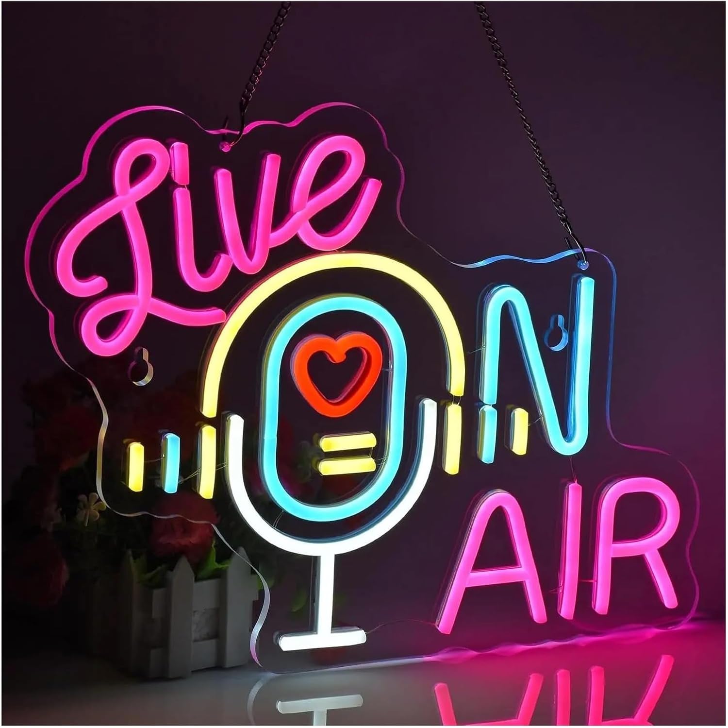 Znak świetlny neonowy do LED, do neonowego znaku, transmisja na żywo, do dekoracji ściennej pokoju gier, 39 cm x 30 cm