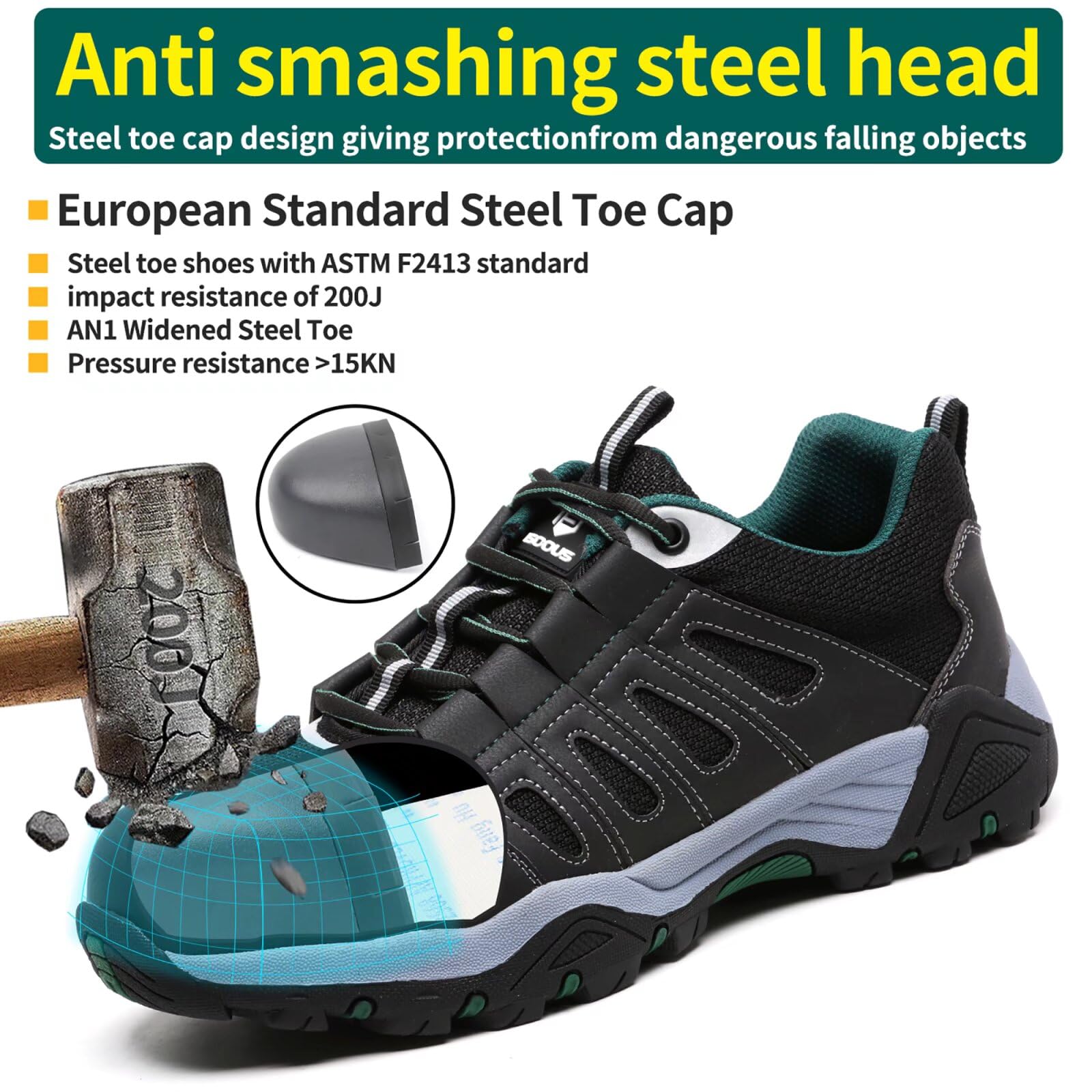 Scarpe Antinfortunistiche Uomo Donna Scarpe da Lavoro Leggere Traspiranti Scarpe da Cantiere con Punta in Acciaio