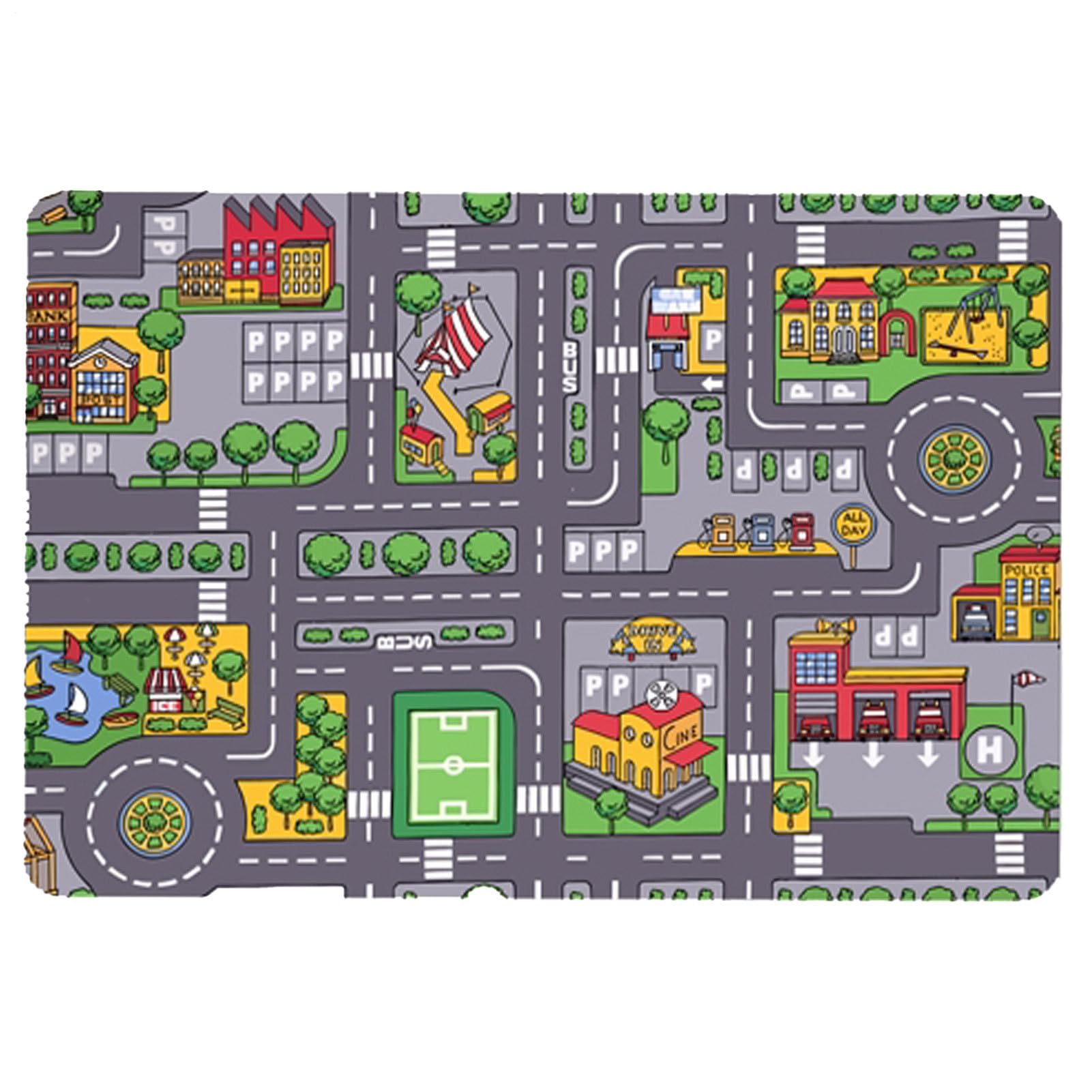 City Toy Activity – 80 x 120 cm, tappetino con mappa del traffico | aree di attività da pavimento, apprendimento interattivo veicolo Street Design Playset, morbido tappeto antiscivolo per sala