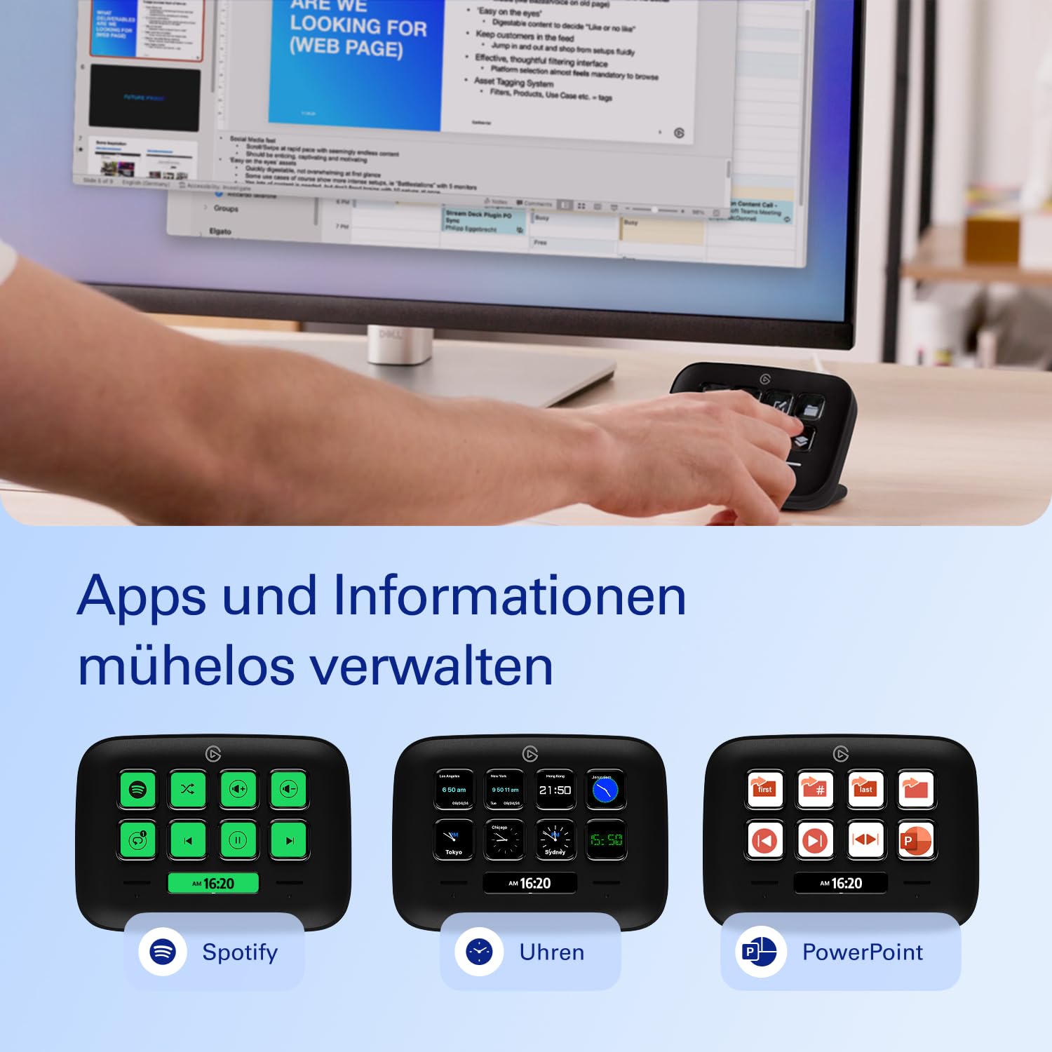 Elgato Stream Deck Neo Black 8 anpassbare Tasten 2 Touch Points Tasks Workflows kompatibel Mac PC