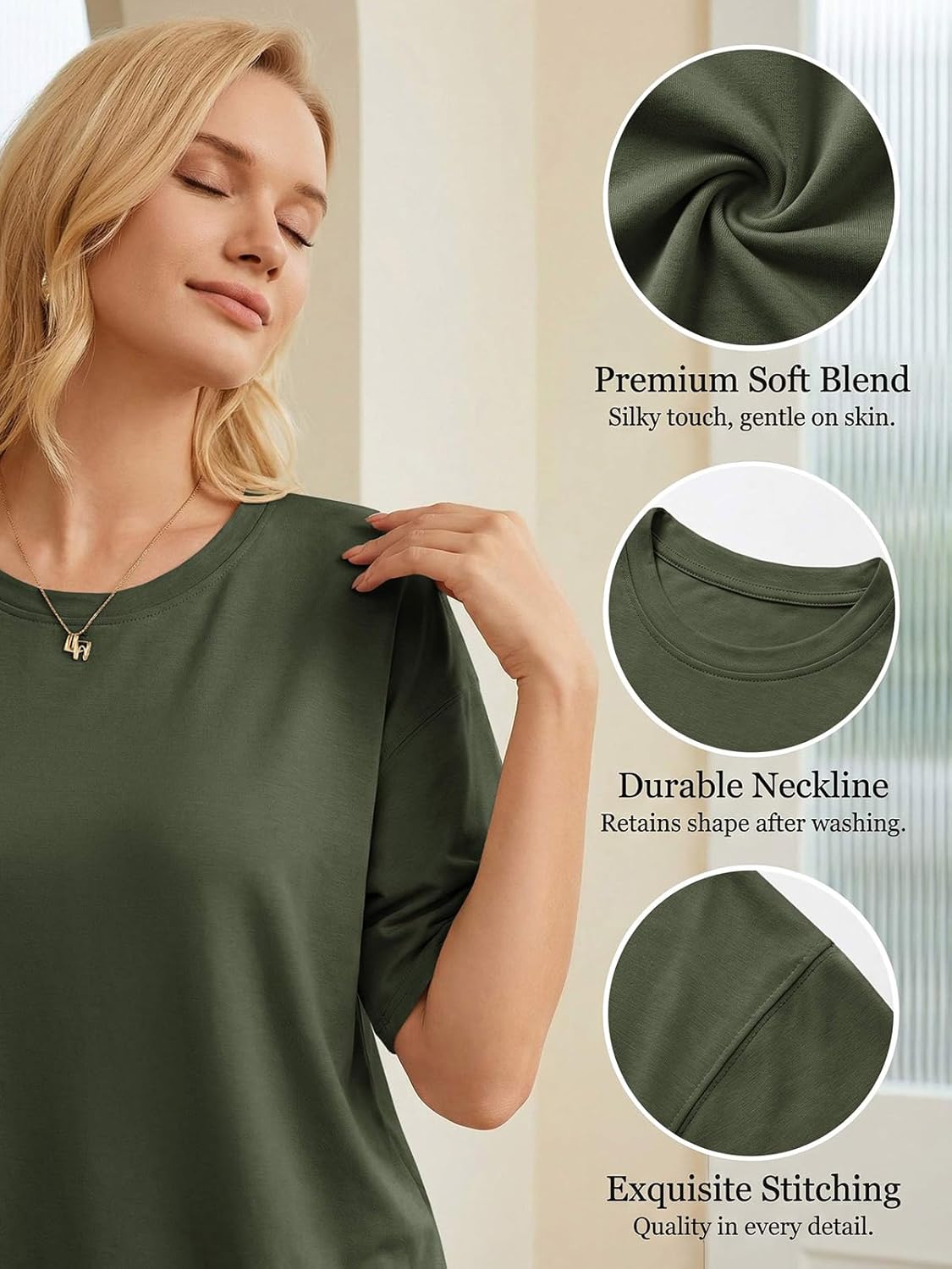 UNCLECAT Womens Oversized T Shirts Summer Short Sleeve Tops Basic Crewneck Causal Tee - Image 6