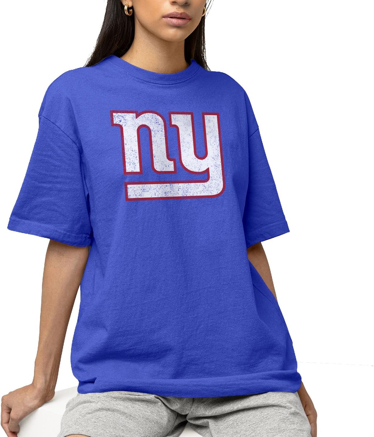 Hybrid Sports NFL - New York Giants - Distressed Team Logo - Men's and Women's Short Sleeve T-Shirt - Size Medium - New York Giants - Royal Blue - Image 2