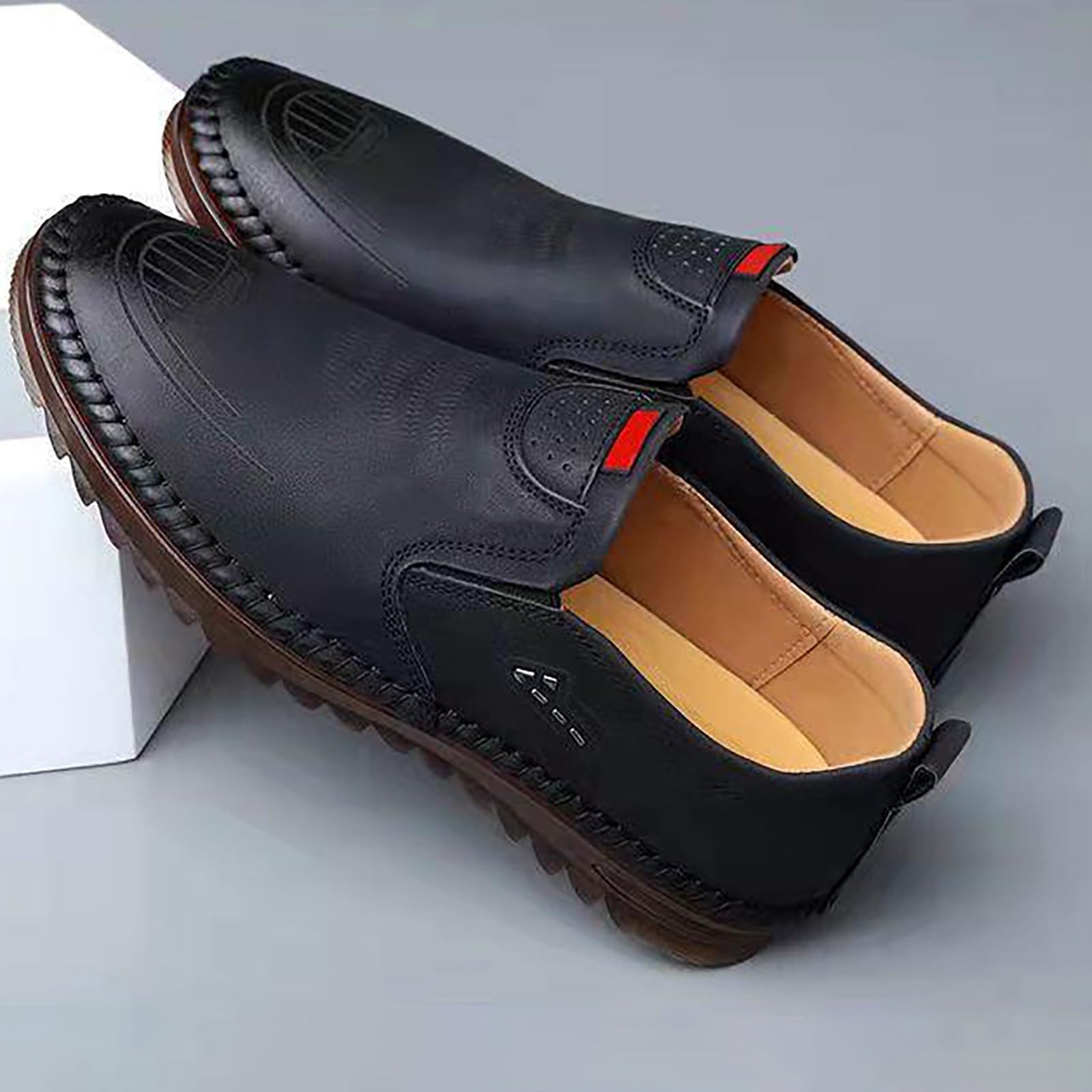 Zapatos de conductor para hombre, de piel suave, informales, planos, antideslizantes