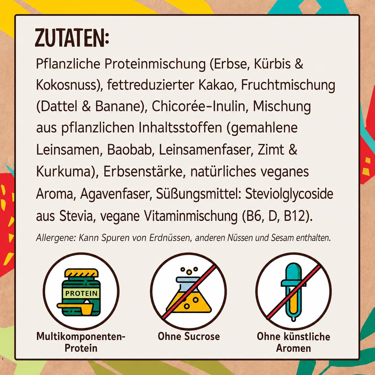 Vegan Protein Schoko | Keine Sucralose | Veganes Proteinpulver aus 4-Komponenten Pflanzliches Eiweißpulver - Laktosefrei, Glutenfrei - Ohne künstliche Aromen (2 Kg onhe Dosierlöffel)