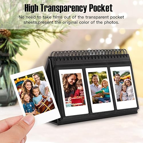 Miniatura 5 de Mini álbum de fotos para cámara Fujifilm Instax Mini, álbum de fotos de 96 bolsillos para Polaroid, álbum de pantalla de escritorio de cuero para