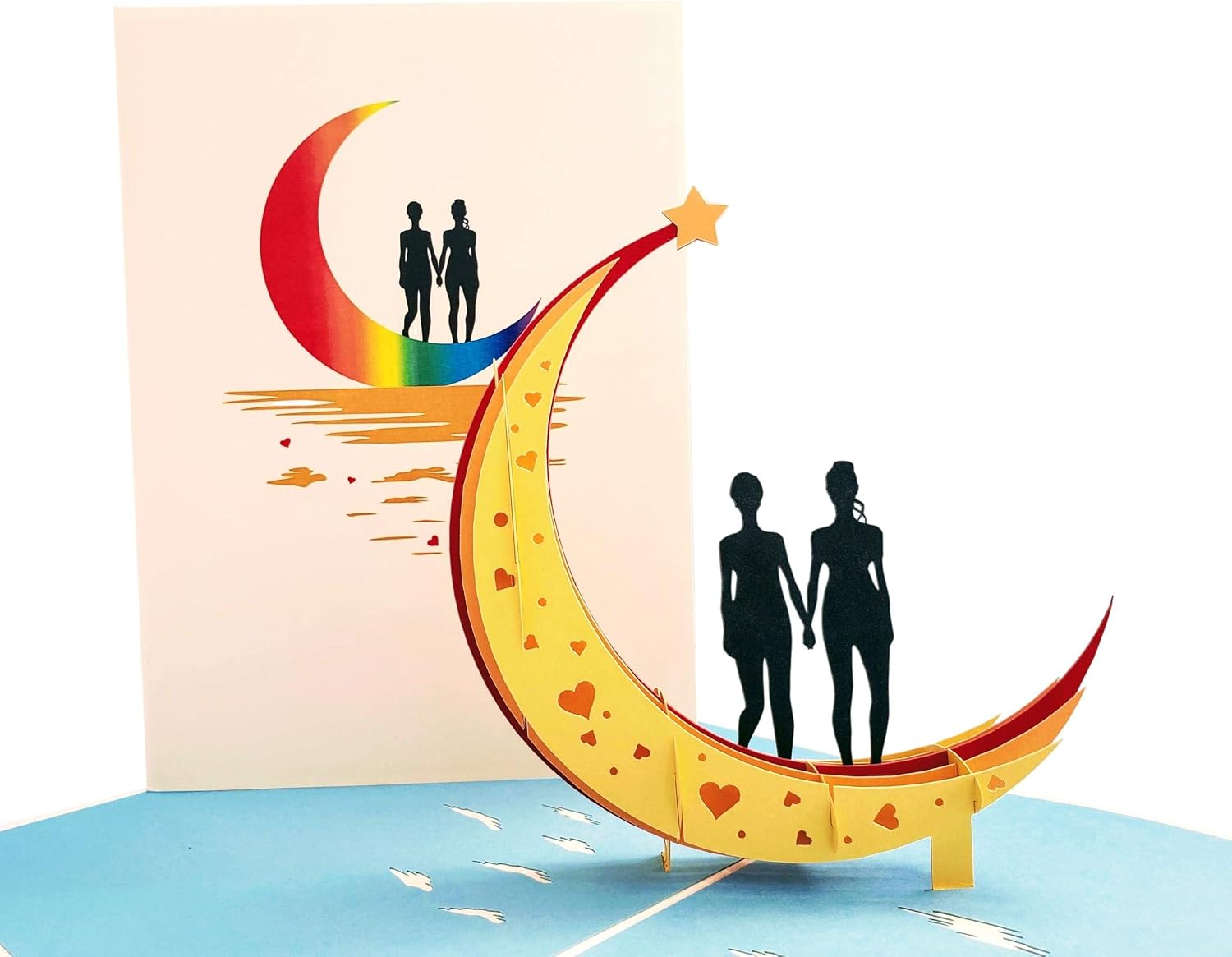 iGifts And Cards Love You To The Moon And Back Lesbian Couple 3D Pop Up Greeting Card, Lesbian Valentine's Day Card, Wedding