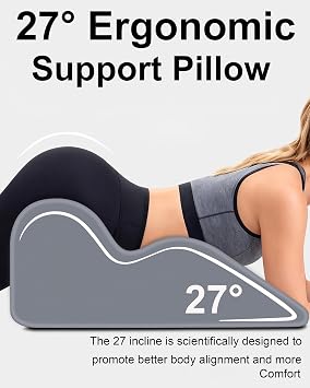 Ergonomic Memory Foam Wedge Pillow, 27 Bed Wedge Support, Grey
