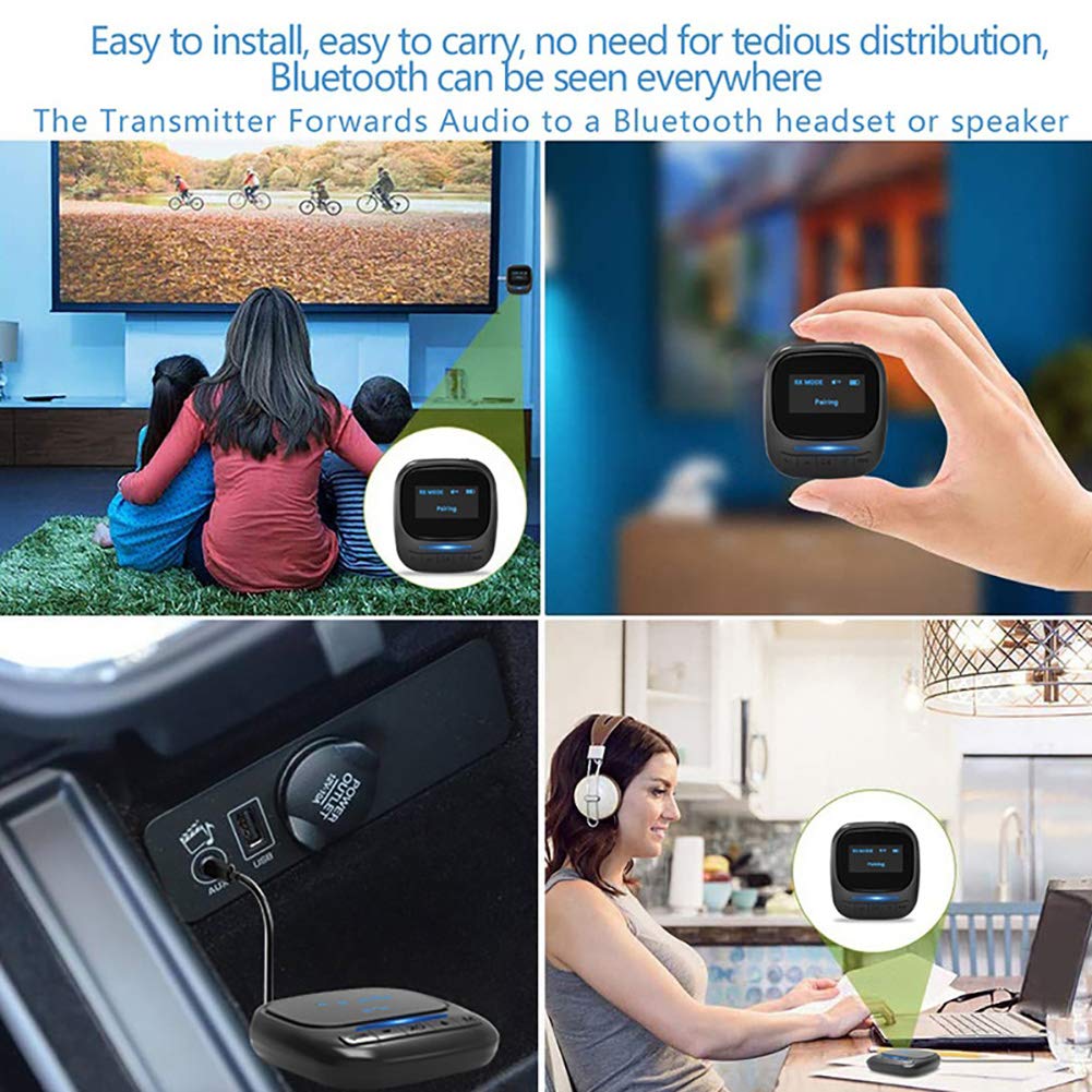 RSGK Trasmettitore E Ricevitore Bluetooth 5.0, Display OLED Audio da 3,5 Mm Adattatore Audio AUX RCA Bluetooth da 3,5 Mm, con TV, PC, Smartphone, Auto