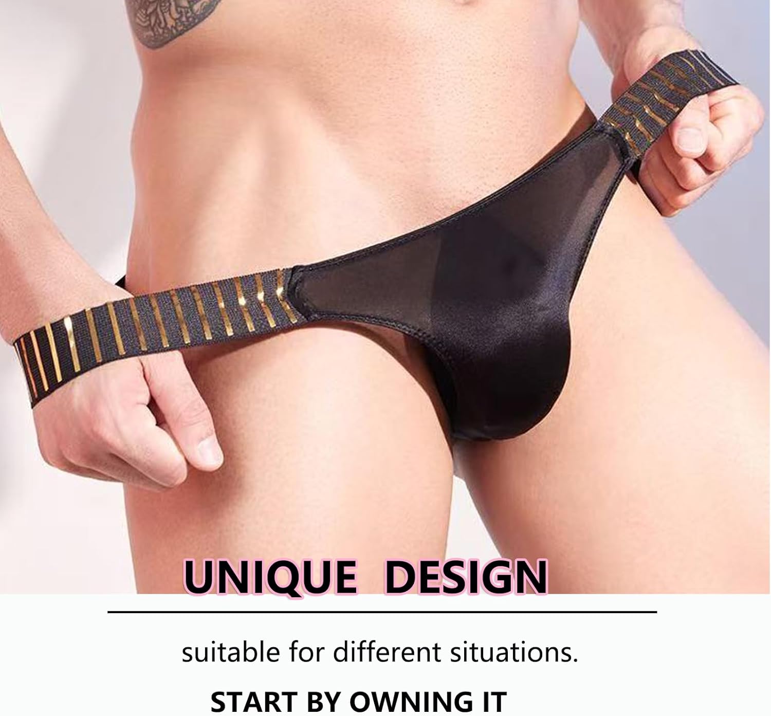 Men's Sexy Thong Bikini Briefs See Through Jockstrap Low Rise Bulge Pouch Thong Underwear Shiny Oil Glossy G-String Underpants - Image 6