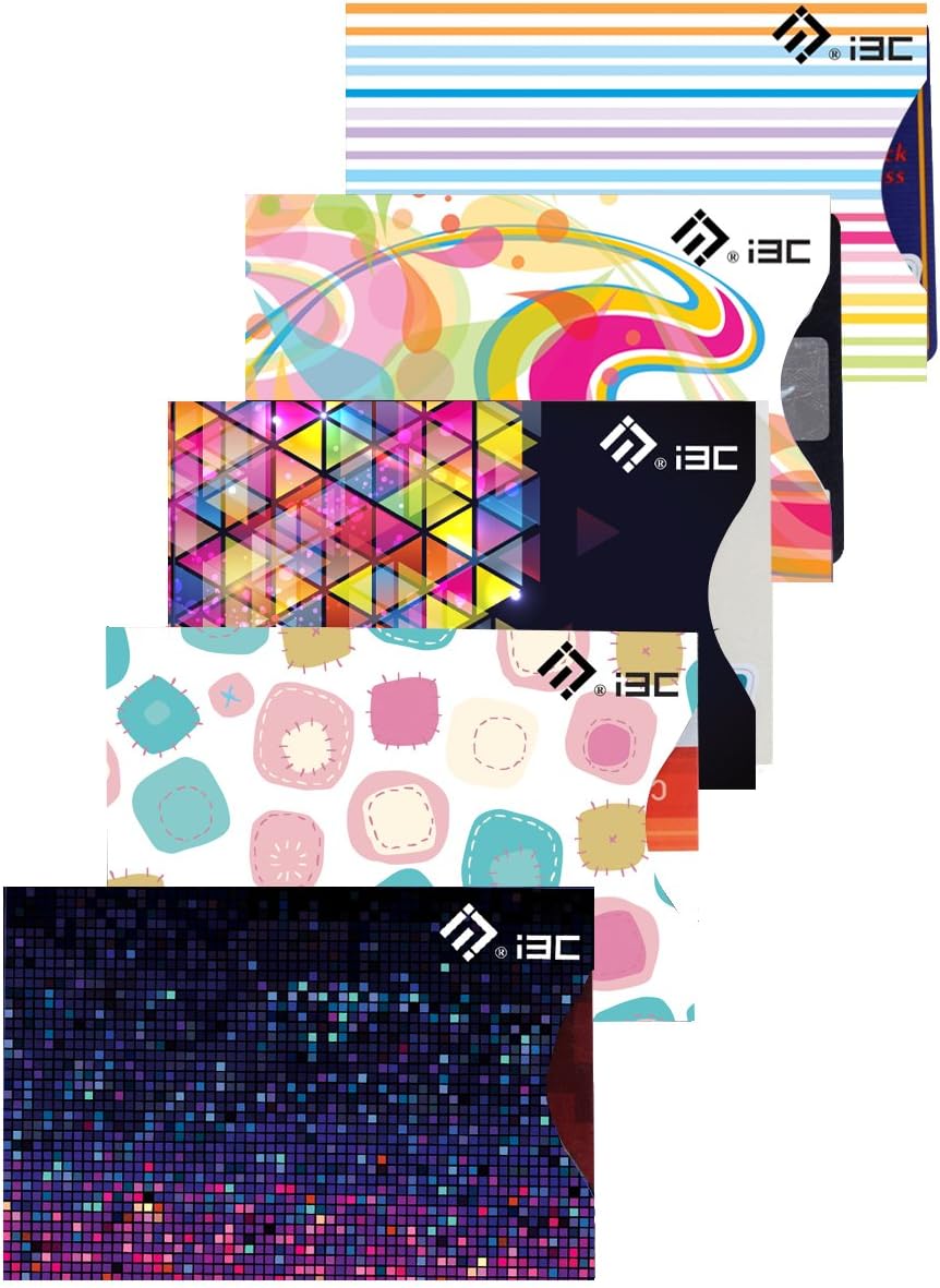 I3C Credit Card Sleeves RFID Blocking Sleeves Credit Card Protector Anti Theft Credit Card RFID Blocking Sleeves Protector Passport Holder Sleeves (Set of 5 Credit Card Sleeves + 1 Passport Holder)