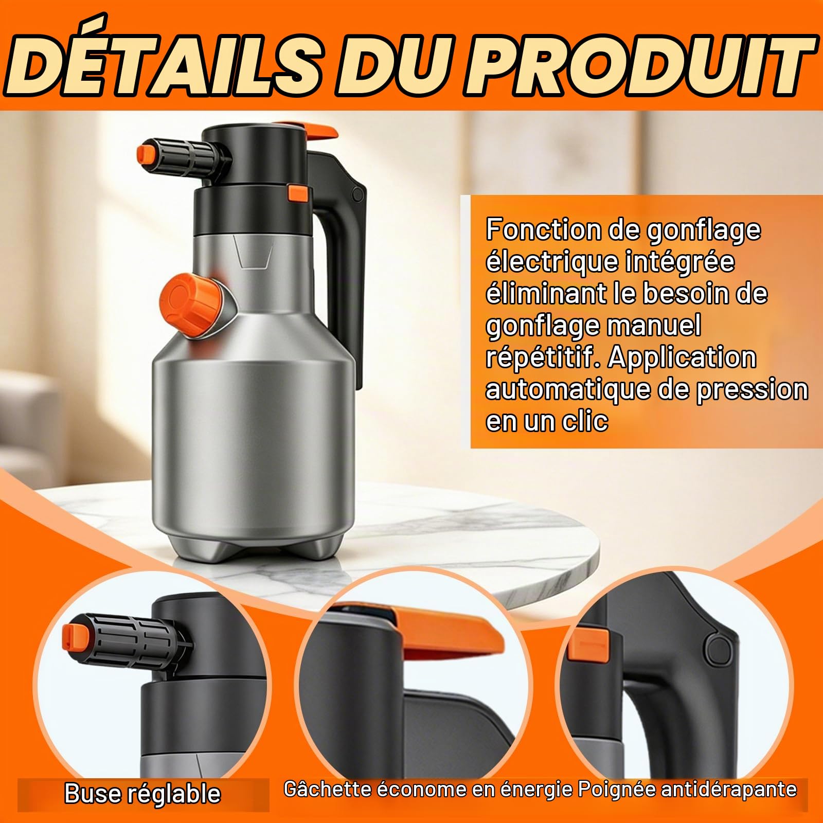 Pulvérisateur de Mousse Électrique 2L, Flacon Pulvérisateur à Mousse Voiture sans Fil et Rechargeable, Portable Autolaveuse à Mousses Jet Grand Angle 75° pour Nettoyage de la Auto Moto et Jardin