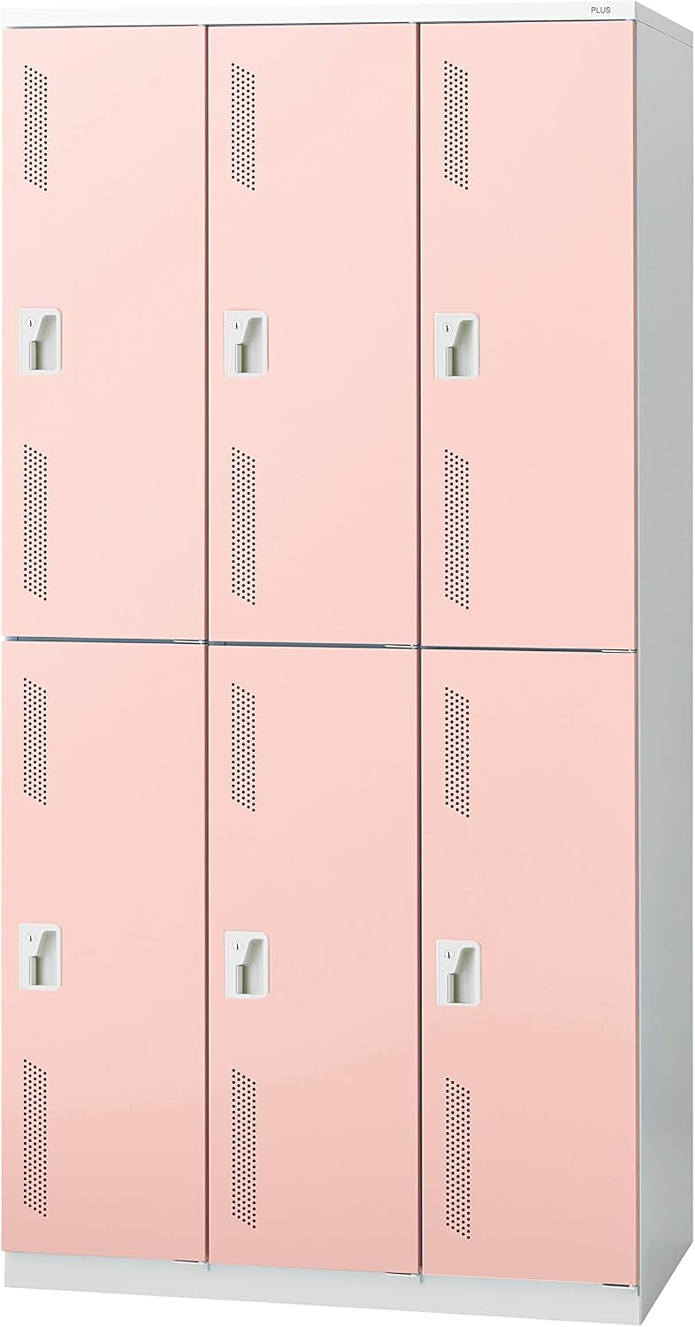 【設置込】プラス LZシリーズ 更衣ロッカー 6人用 高さ1790mm シリンダー錠 ピンクLZ-6S PK 1台（直送品）