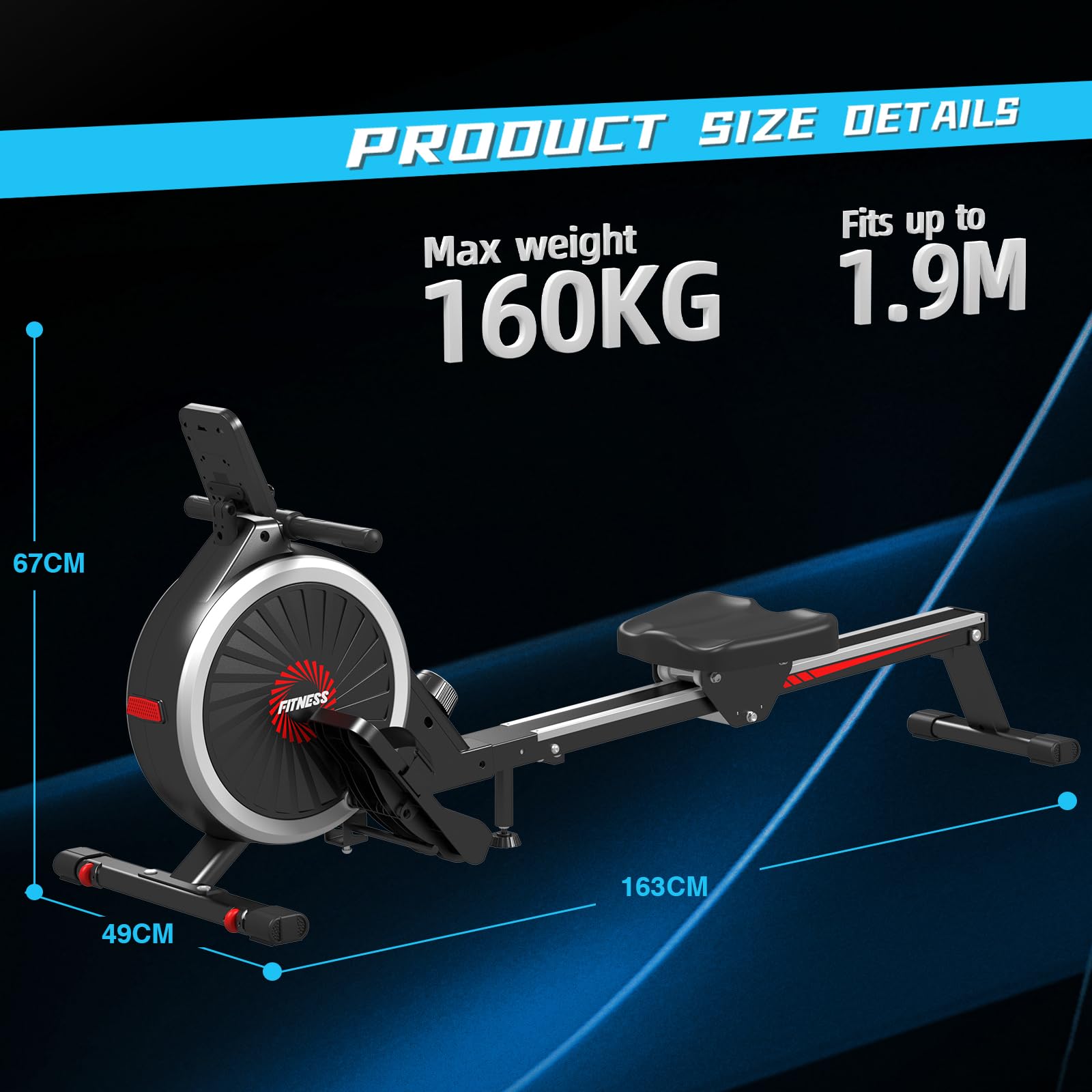 Dskeuzeew Rameur pour la Maison, Silencieux, magnétique, Pliable, avec 16 Niveaux de résistance, Maximum 150 kg