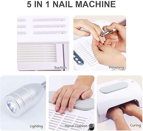 Miniatura 3 de Secador de uñas al vacío máquina de manicura multiusos, máquina de manicura UV 5 en 1 con taladro eléctrico de uñas de 30,000 rpm, lámpara de uñas