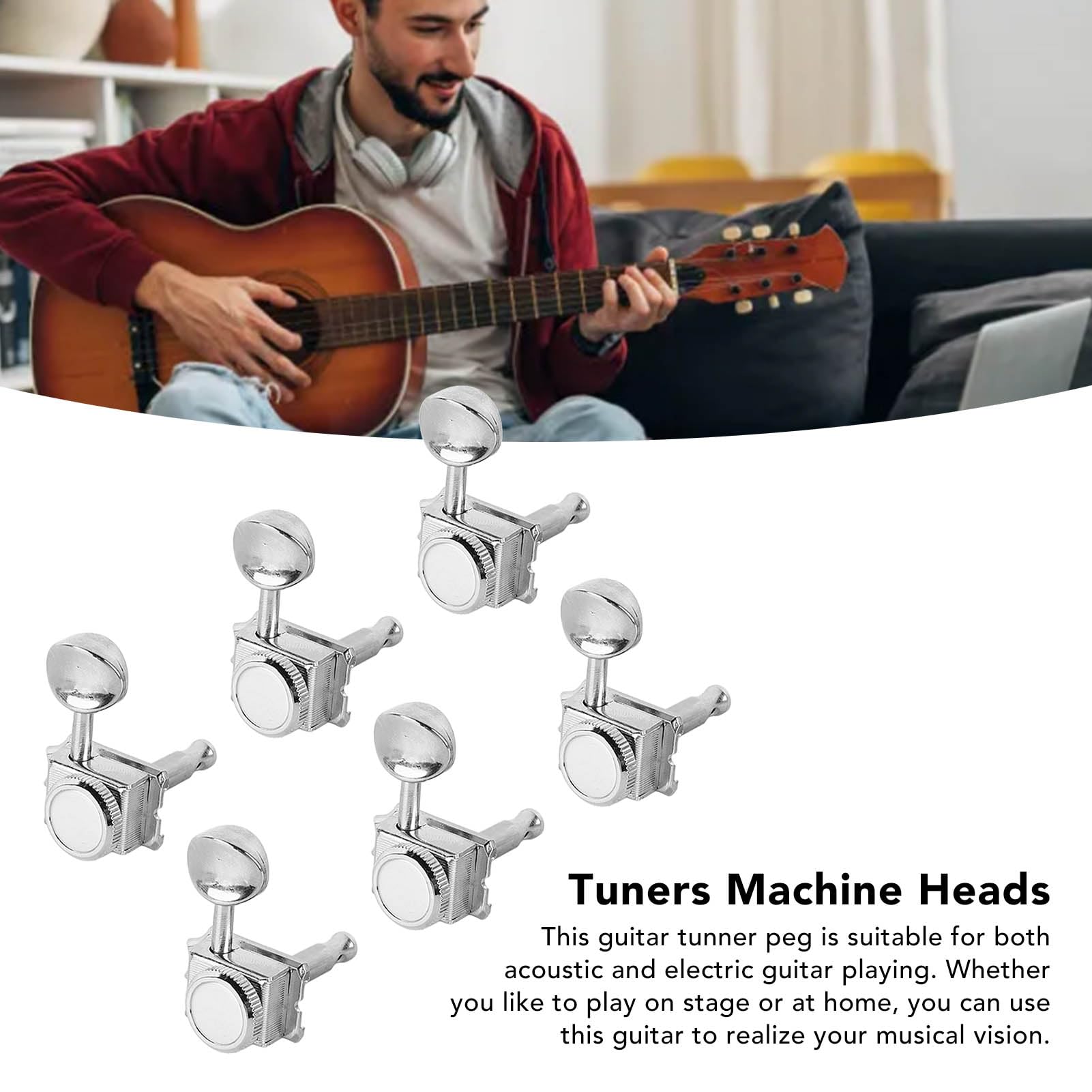 6pcs Tuner Guitar Tuner Pegs semi chiuso a cordatura a corda di tuning per le teste della macchina Accessori per chitarra con dadi e vite per materiale di chitarra elettrica