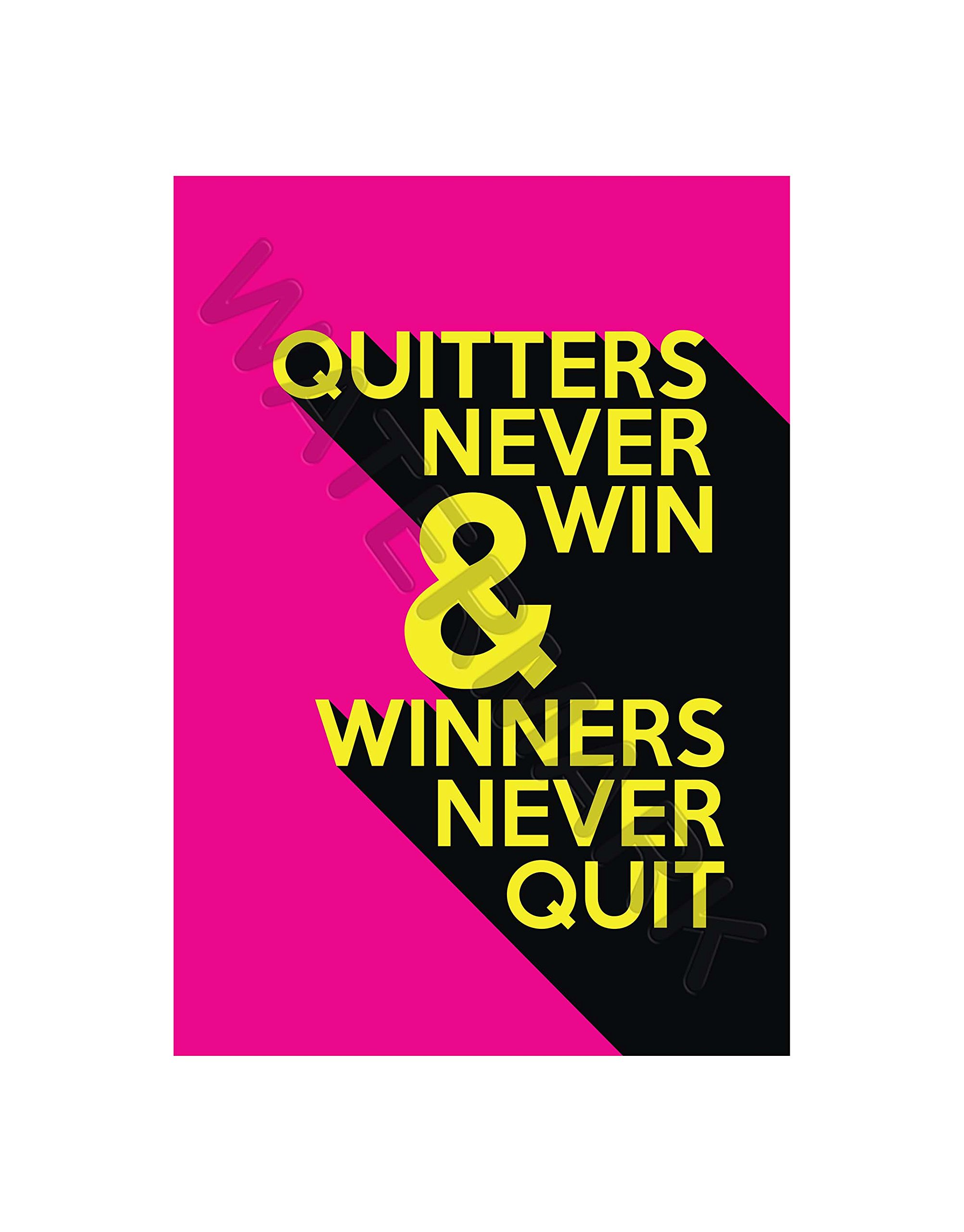 Wee Blue Coo Motivational Quote Quitters Never Win Wall Art Print