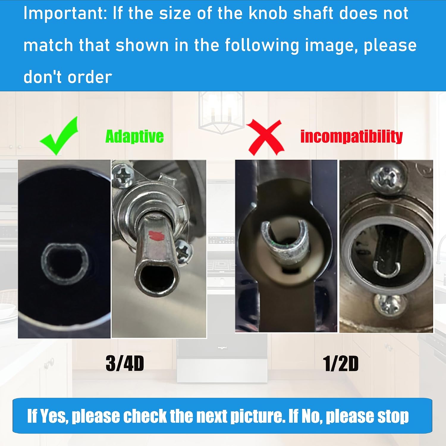 Sieri WFG535S0LZ4 WFG535S0LZ5 WFG535S0LS4 WFG535S0LS5 Knobs for Whirlpool Gas Stoves Replaces W11620567, Check Fig 2 to Confirm 3/4D Shaft