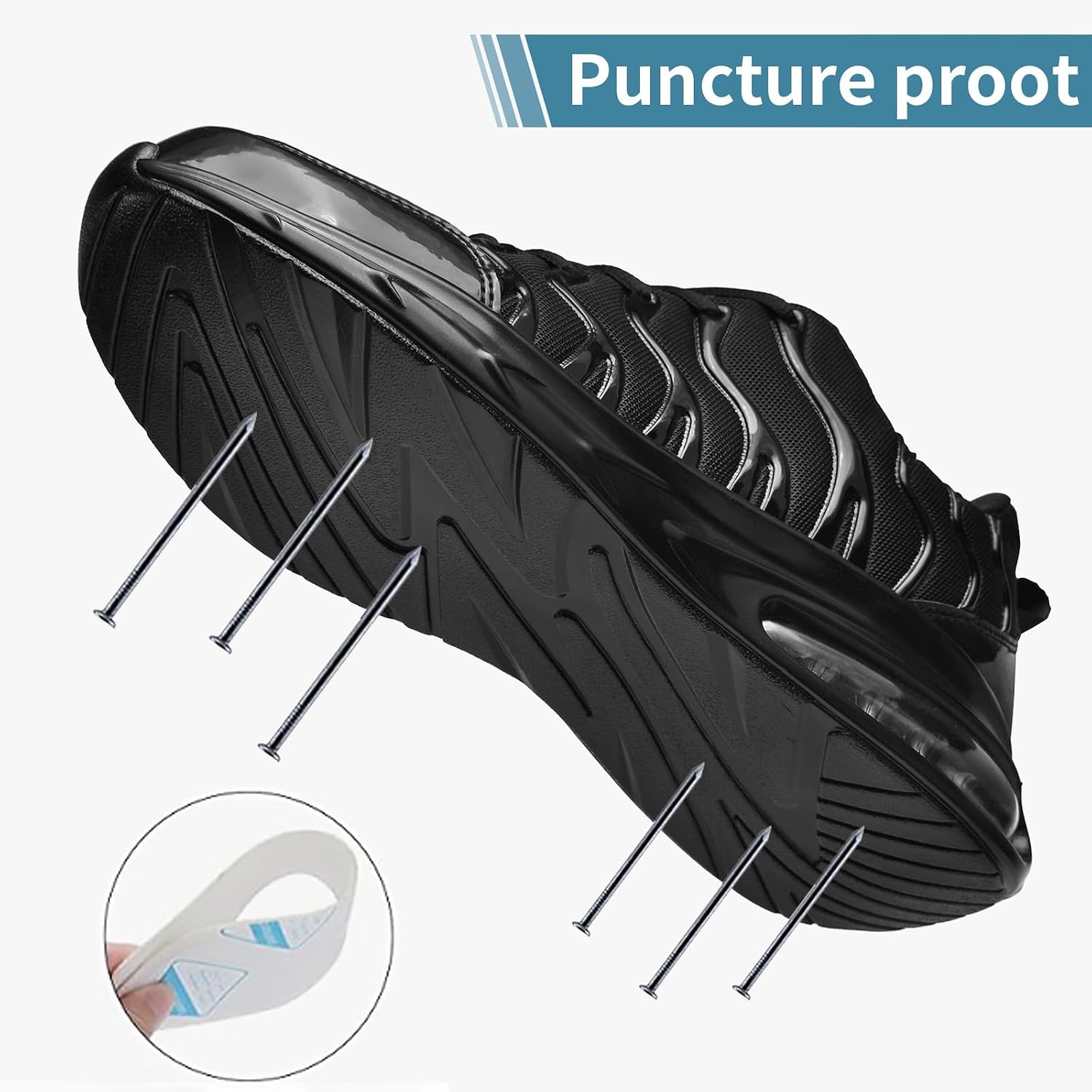 Safety Steel Toe Shoes for Men Women Slip Resistant Work Sneakers Wide Composite Toe Air Cushioning Lightweight Comfortable Tennis Shoe