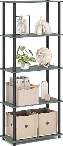 Miniatura 136 de Furinno Turn-N-Tube - Estantes de almacenamiento, estante para libros de 3 niveles, estante esquinero, estantes abiertos sin herramientas, para