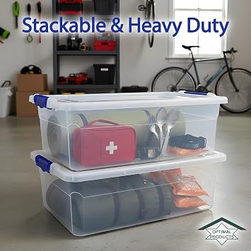 3 x Storage Boxes With Clip Lock Lids Litre Heavy Duty Clear Stackable Lockable Multipurpose Plastic Storage Box Indoor Outdoor Containers Home,Office,Kitchen,Garage (3 x 32 Litre Underbed)