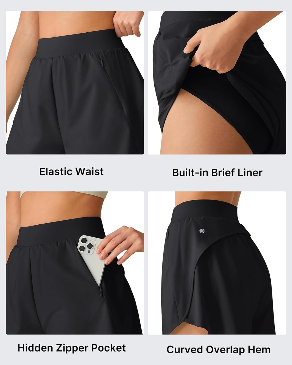 G4Free Chillwhisp Workout Shorts Women 2.5" A Line Elastic Waistband with Zipper Pockets for Running Casual Summer - Image 4