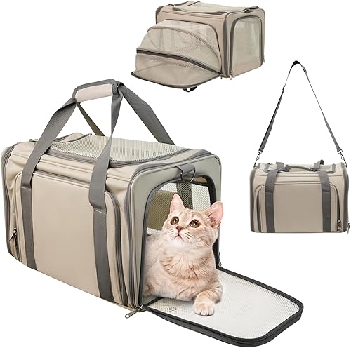 Transportador para gatos suave, aprobado por la aerolínea TSA, transportador de perros expandible para viajes, transportador de viaje plegable para