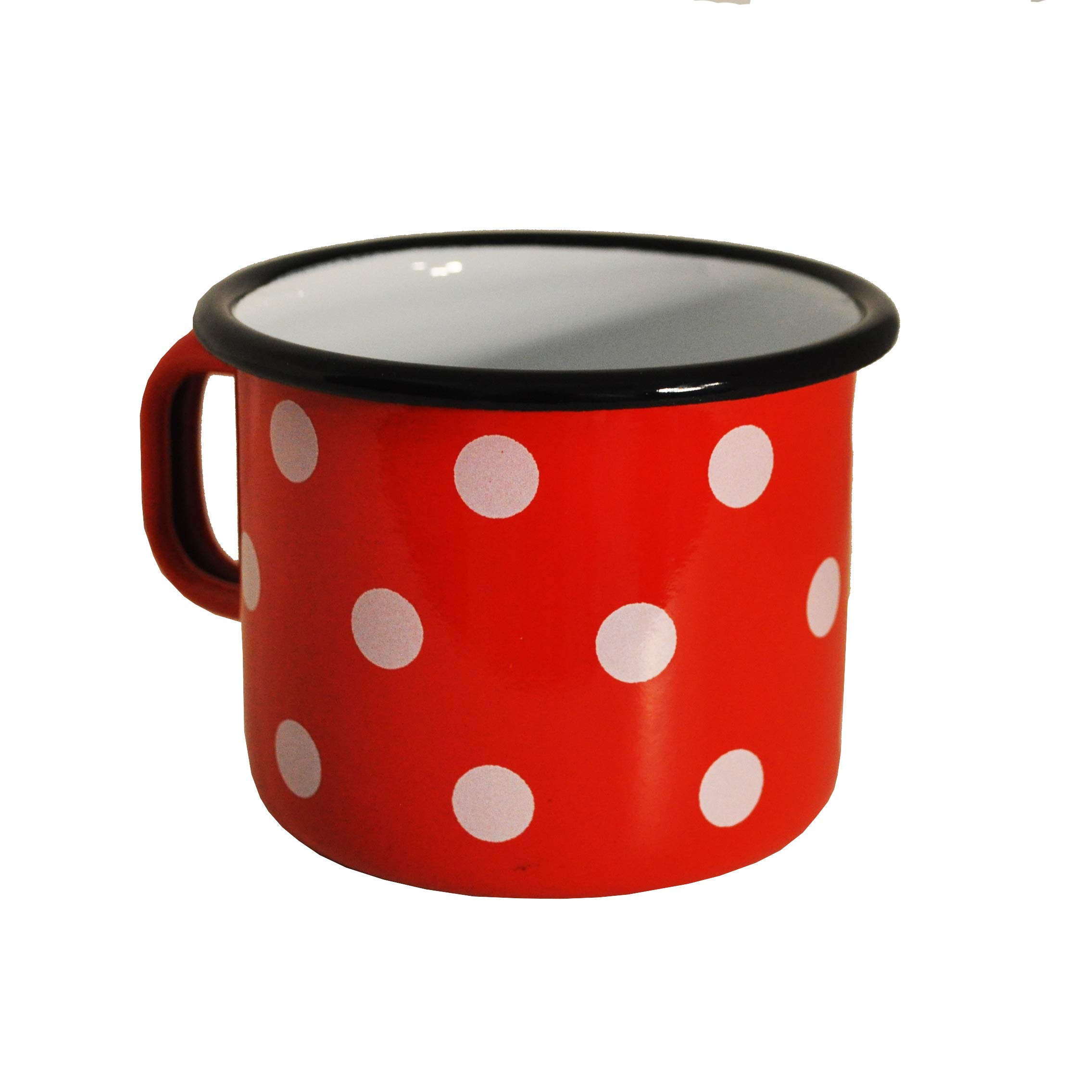 Surtido de 6 Tazas de Metal esmaltado - Rojas con Puntos - 500 ml