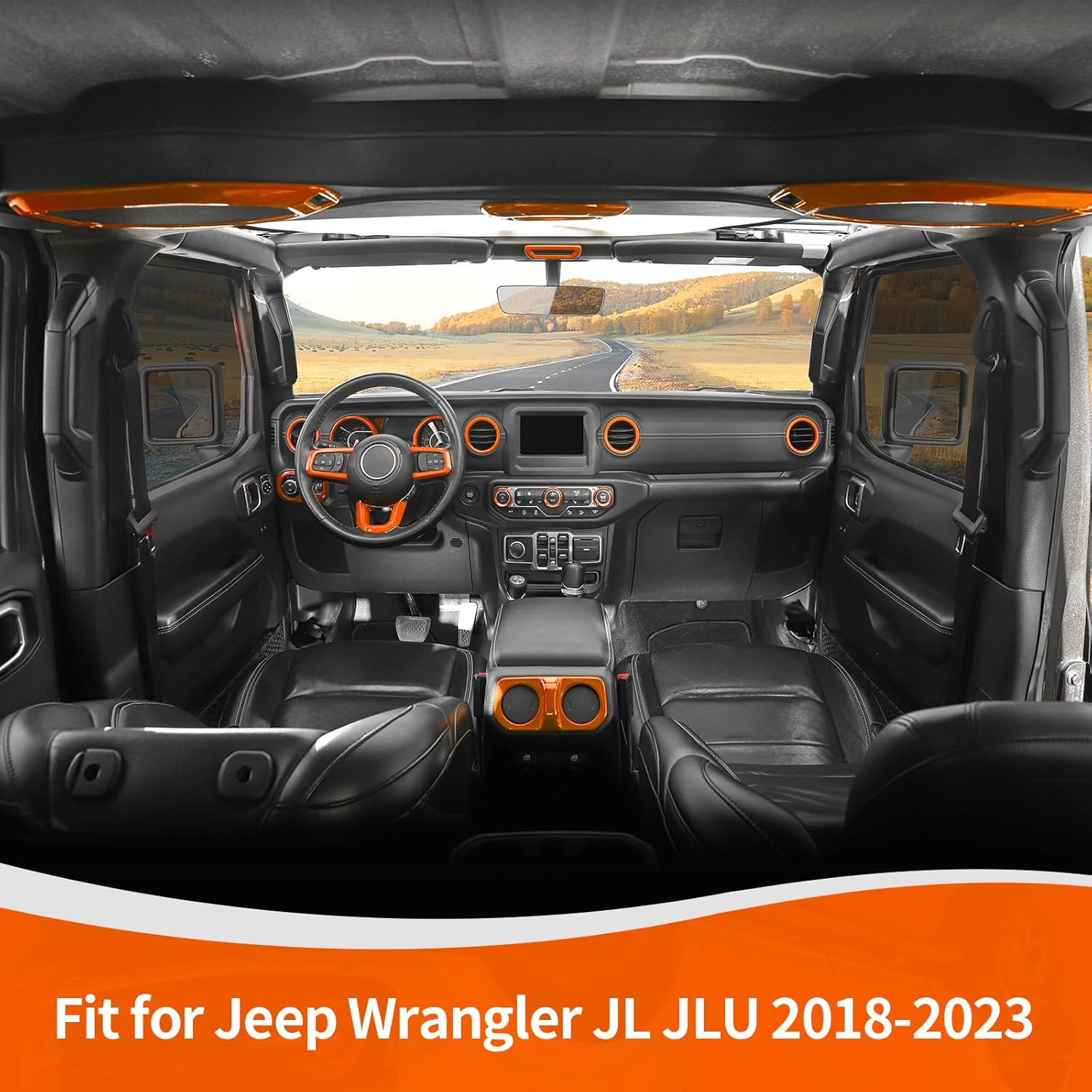 RT-TCZ for Jeep JL Orange Interior Trim Cover Kit for Jeep Wrangler JL JLU 2018-2023 Orange Interior Accessories 20pcs