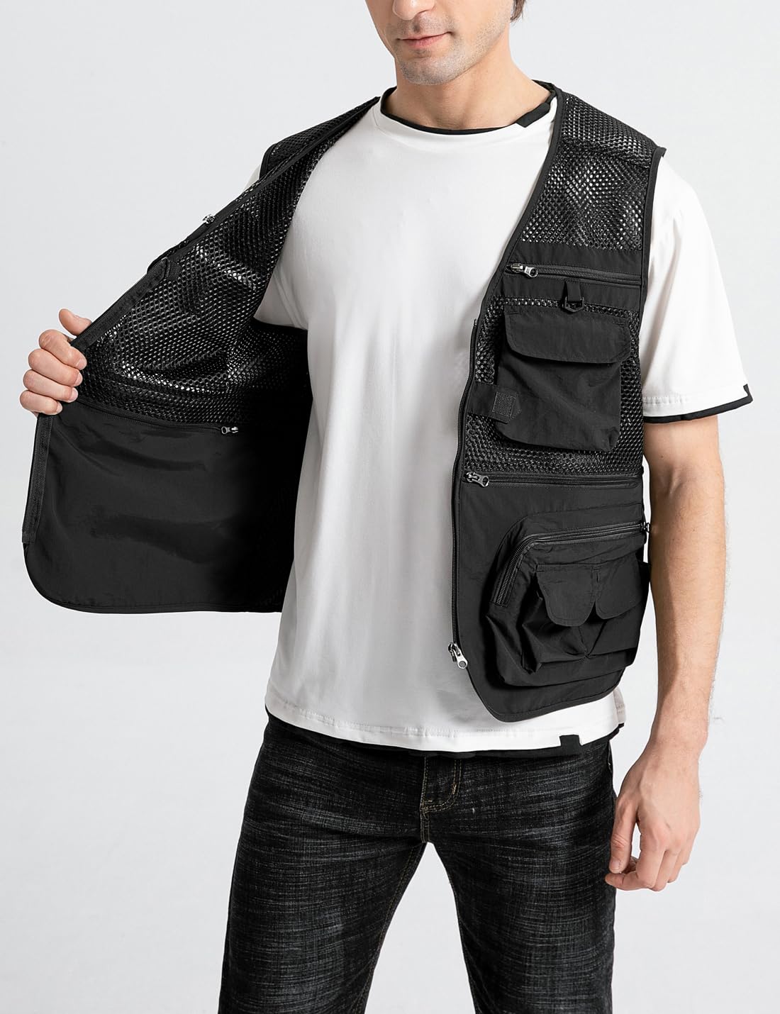 Herren Outdoor Arbeit Mesh Angeln Weste Utility Multi Pocket Schießen Safari Reise Fotografie Waistcoatt
