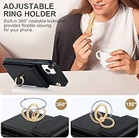 Vista 5 de Asuwish Funda de teléfono para iPhone 14 de 6.1 pulgadas con protector de pantalla de vidrio templado y anillo de bloqueo RFID, tarjetero