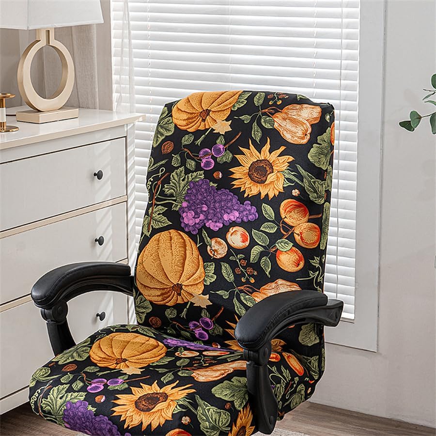 Miniatura 4 de Funda elástica con estampado para silla de computadora, fundas duraderas con cremallera para silla de oficina, fundas elásticas para silla de