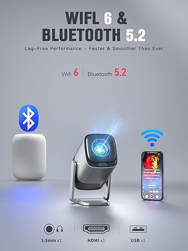 Miniatura 8 de Mini Proyector Compatible con Netflix y Enfoque en Tiempo Real TOF con WiFi y Bluetooth, Proyector Inteligente XuanPad con Soporte 4K, Audio Dolby