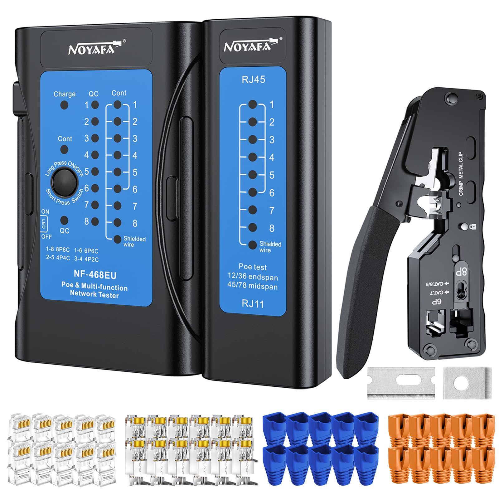 NOYAFA Network Cable Tester RJ45 Crimping Tool Kit with POE Tester