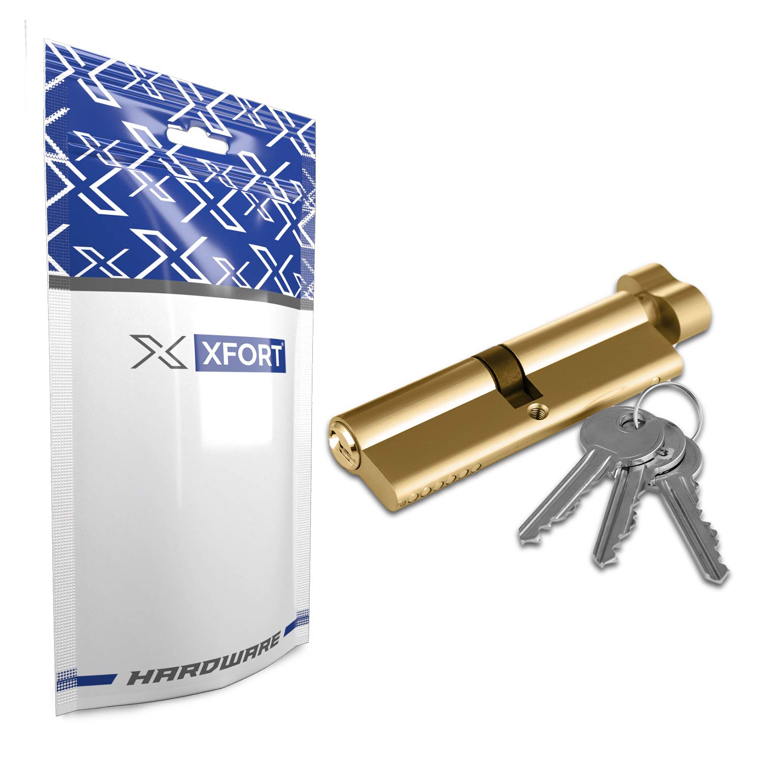 XFORT® Brass 40T/40 Thumb Turn Euro Cylinder Lock (80mm), Euro Door