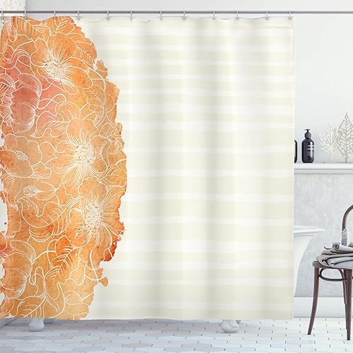 Miniatura 11 de Ambesonne Decor Collection cortina para regadera de baño de poliéster Gris y amarillo,Negro Blanco,Mostaza Camel,Gris carbón amarillo,Crema,Crema