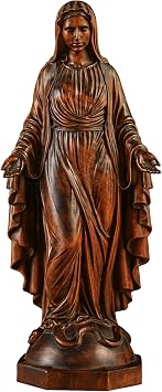 BGCOPPER Wooden Virgin Mary Statue, Our Lady of Guadalupe Figurine Ornament, Catholic Virgin Figure Religious Gift for Home Decor Christmas - 4.3 Inch