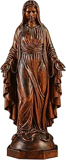 BGCOPPER Wooden Virgin Mary Statue, Our Lady of Guadalupe Figurine Ornament, Catholic Virgin Figure Religious Gift for Home Decor Christmas - 4.3 Inch