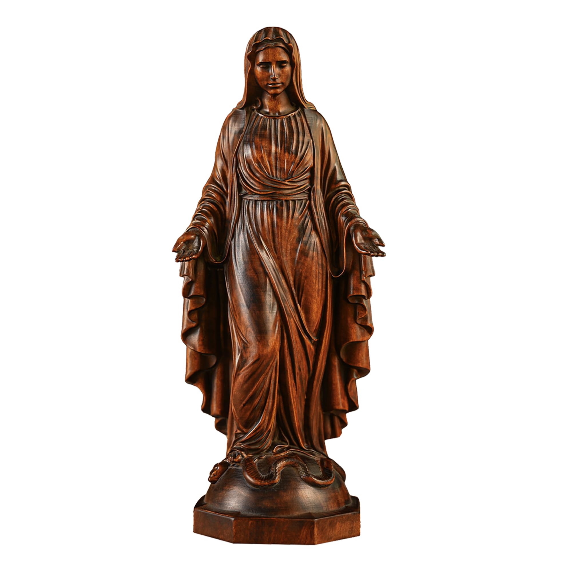 BGCOPPER Jungfrau Maria Statue aus Holz, katholische Mutter Maria, 30,5 cm | Handgefertigt, Buchenholz, christliches Geschenk, Heimdekoration