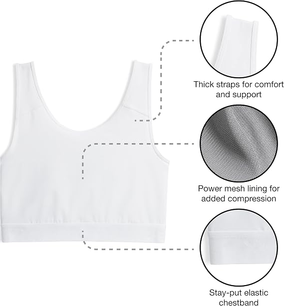 TomboyX Compression Bra Top for Women, Full Coverage Gender Inclusive Bras, Wireless Medium Support Top No Padding Sports Bra