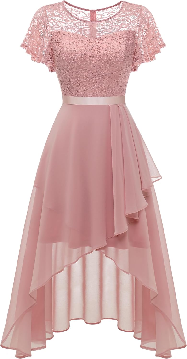 Wedtrend Women's Formal Wedding Guest Dress Ruffle Bridesmaid Dress Flutter Sleeve Prom Dresses for Teens