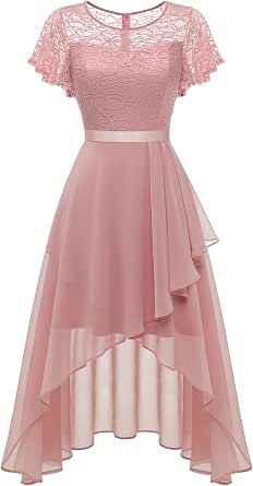 Wedtrend Women's Lace and Chiffon Flutter-Sleeve Midi Dress