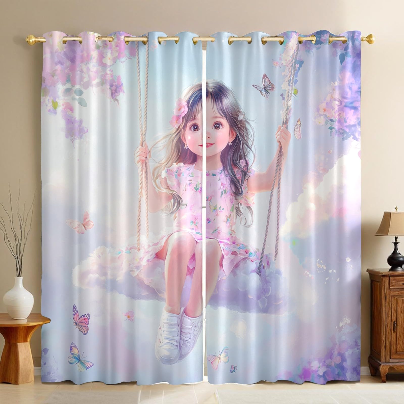 Rideaux occultants pour chambre de fille : créez un cocon doux avec ces voiles violets à œillets