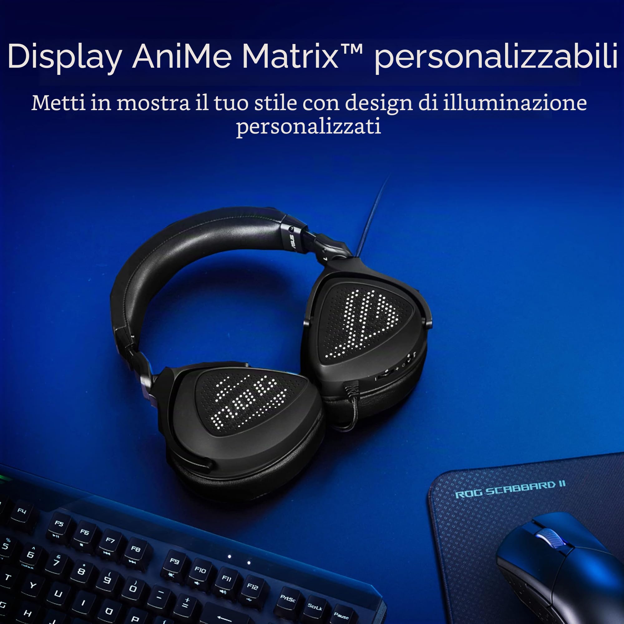 ASUS ROG Delta S Animate, Cuffie da Gaming Cablate, Connessione con Cavo USB-A e USB-C, AI Noise Cancelation, Driver Essence da 50mm, Compatibili con PC, Telefoni e Console, Nere