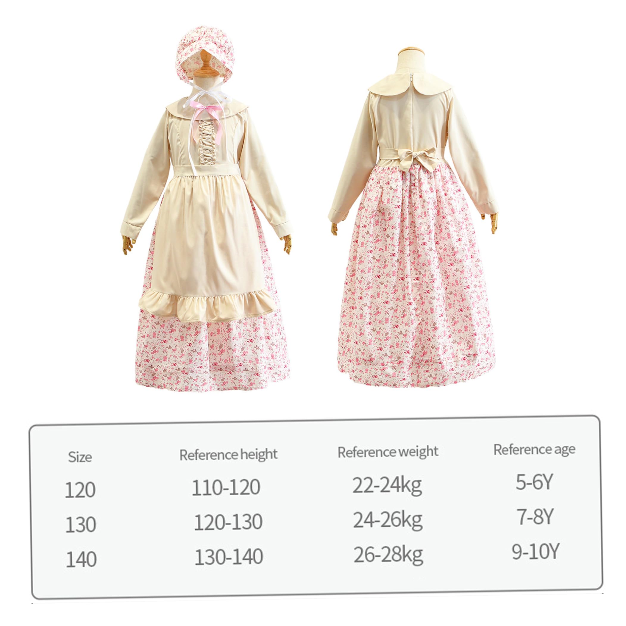 Set costumi da vecchia signora per bambini, abito da nonna, grembiule, foulard per Halloween 100 giorni di scuola