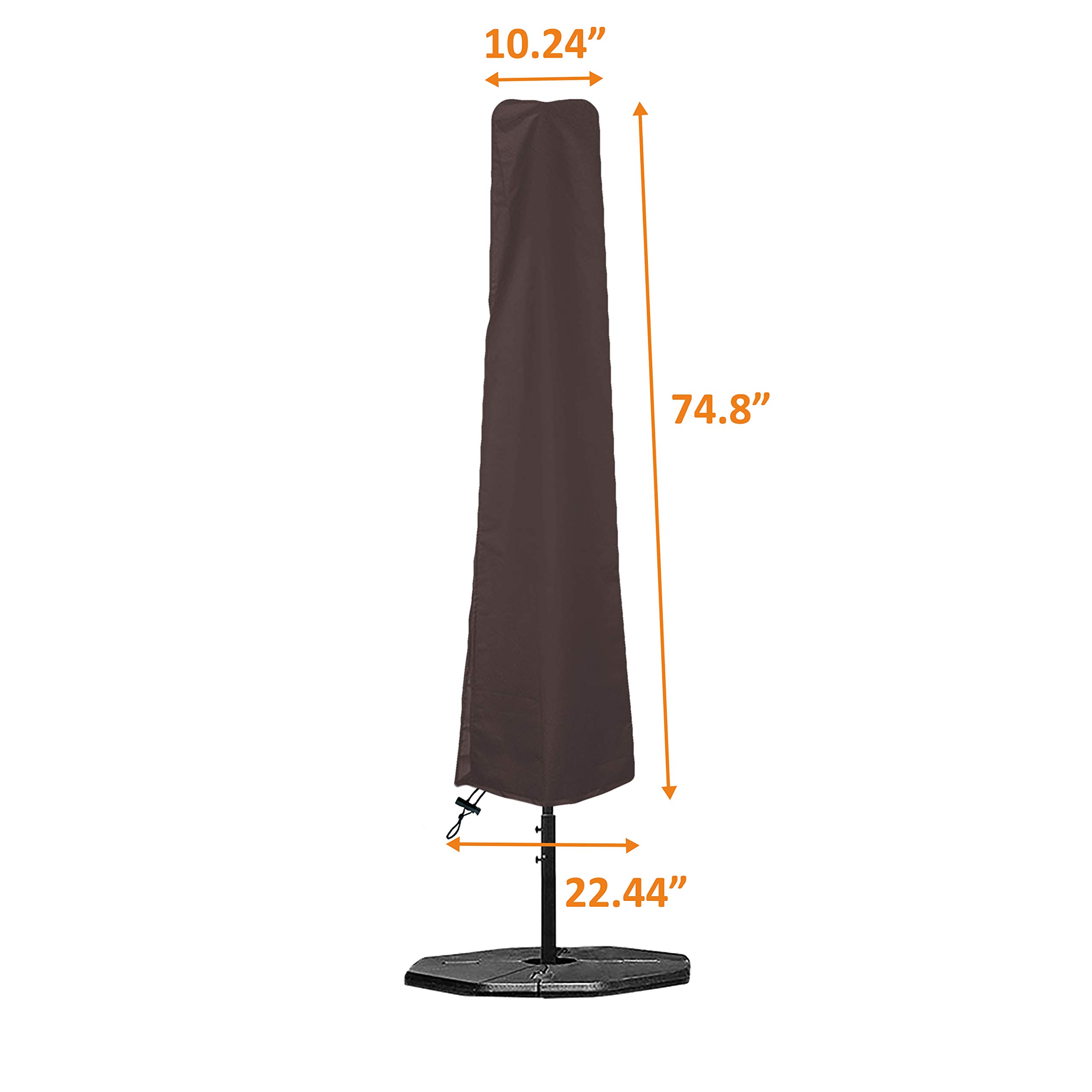 Zewnętrzny pokrowiec na parasol na patio 350 ml, wodoodporny, w 100% odporny na promieniowanie UV i warunki atmosferyczne, wytrzymały pokrowiec na meble tarasowe z kieszeniami powietrznymi i sznurkiem do wygodnego dopasowania (kawowy)