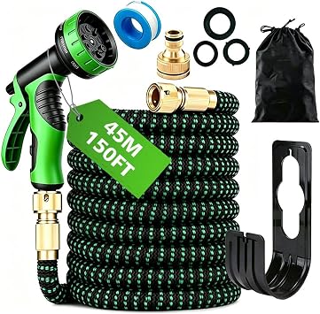 Expandable Garden Hose 150FT - Hosepipes for Garden Water Hose with 10-Way Spray Nozzle 3/4" & 1/2" Connectors for Outdoor Gardening, Lawn Care & Home Use - Lightweight Durable