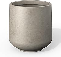 Kante 11.6" Round Concrete Planter with Drainage Hole & Plug - Lightweight Weathered Finish for Indoor Outdoor Plants, Patio Garden Pots